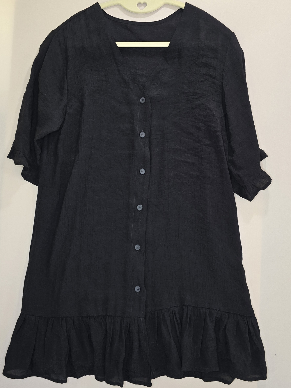 Cupshe Women's Swim Cover-Up Black Button Up Dress  With Ruffles Size Small